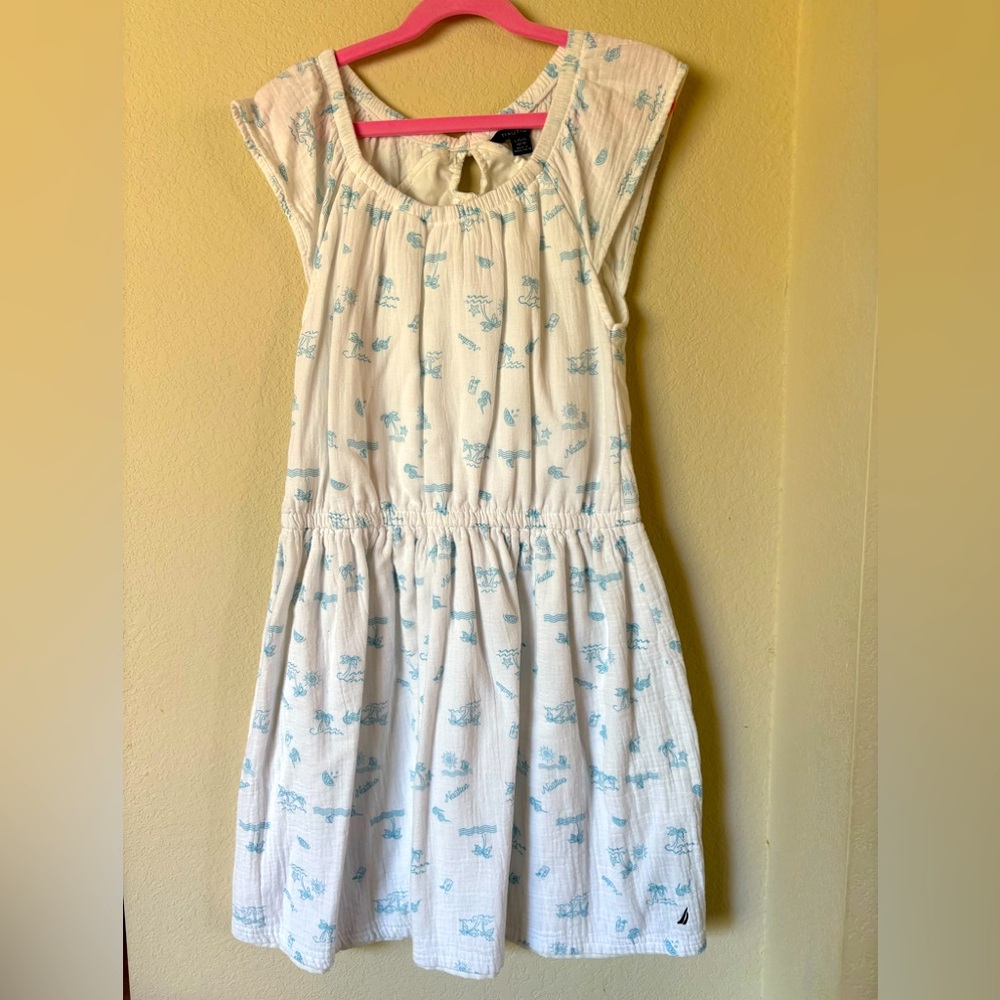 Girl’s Nautica cotton nautical dress size LG 12/14.